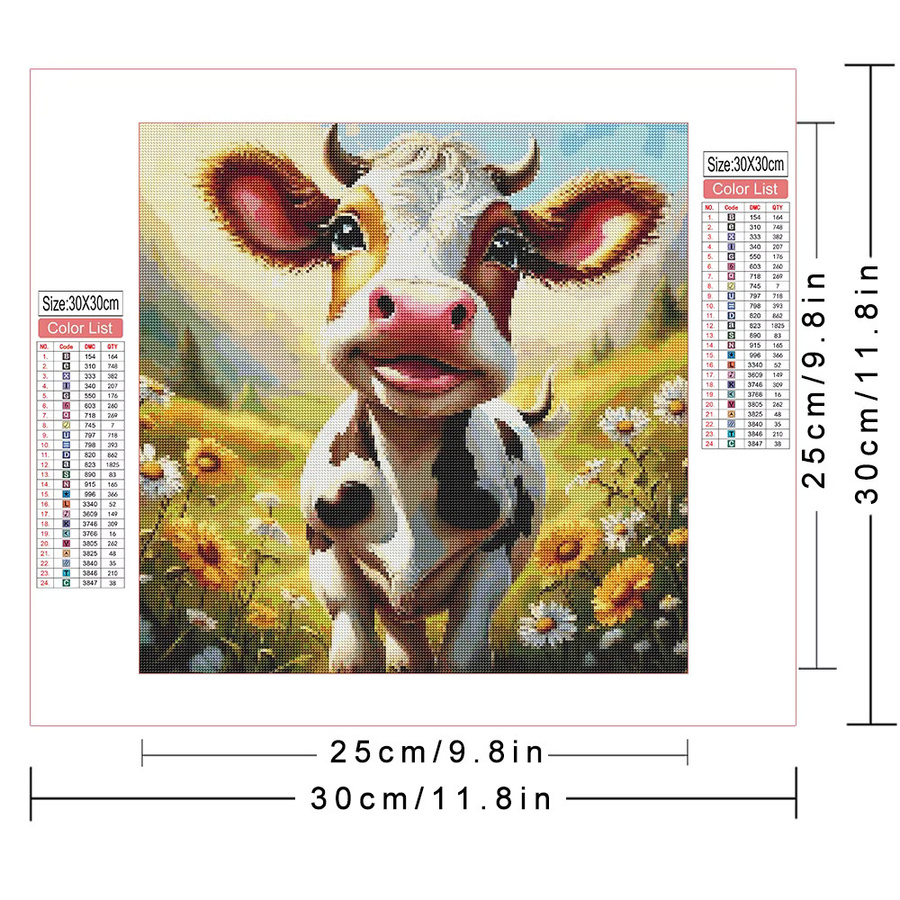 AZQSD Diamant-Malset Kuh mit Sonnenblumen als Mosaik-Stickerei in Mehrfarbig, Breite: 30 cm, Höhe: 30 cm - Bild 2
