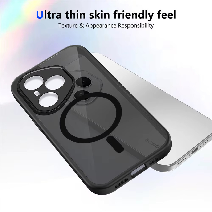 Transparente magnetische Schutzhülle für Honor X8D X9 X7C/D 400 Pro 600 Lite in Schwarz, mattierte und stoßfeste Hülle - Bild 3