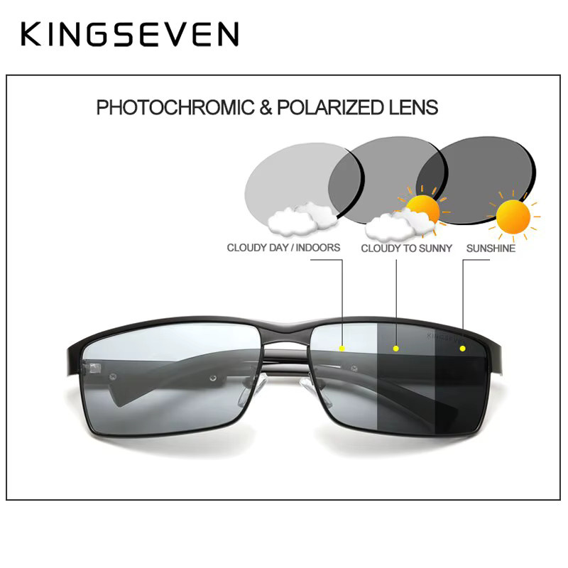 KINGSEVEN Sonnenbrille, quadratisch, polarisiert, Unisex, schwarz - Bild 3