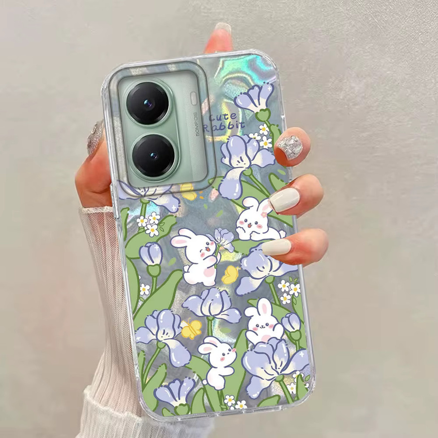Handyhülle FunYudas für Xiaomi Poco X7 X6 X5 M6 C65 C61 M5S 13T 14T Pro 11 Lite in Lila mit Blumen und Kaninchen Design - Bild 3