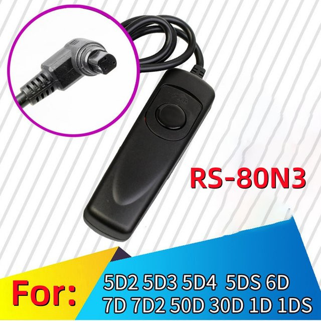 Canon RS-80N3 Kabelgebundener Fernauslöser in Schwarz für EOS R1 R3 R5 R5II R5C 5D IV 5D4 1DX III 1DX 7D2 Kamera-Zubehör - Bild 1