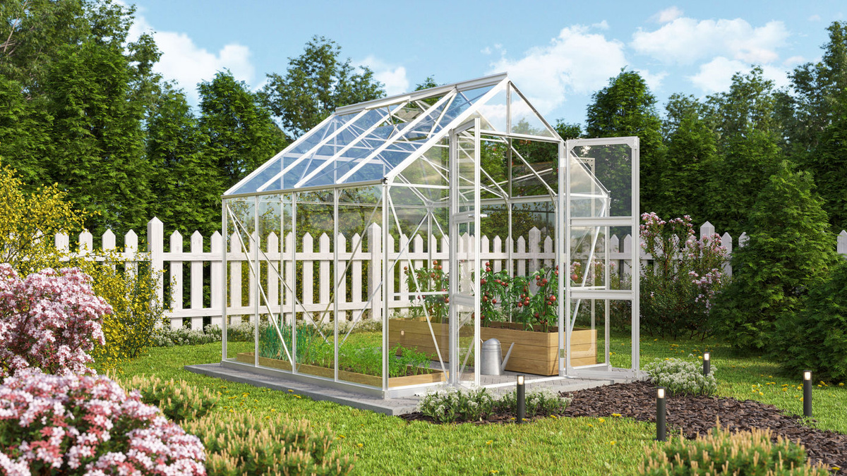 Vitavia Gewächshaus Domus 6700 aus Aluminium in Silber mit 6,7 m² Fläche und Einscheibensicherheitsglas - Bild 4