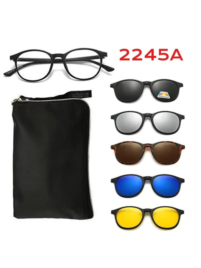 Rexxar 2245A Sonnenbrille, Clip-On, polarisiert, Vollrand, rund, Kunststoff, Unisex, black - Bild 5