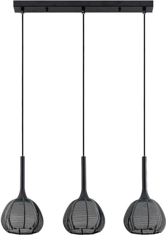 Lucande Pendelleuchte tetira Modern aus Metall und Glas in Schwarz - Bild 1