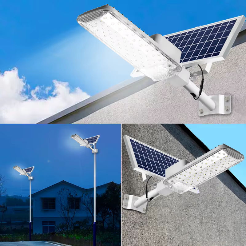 YQCHEZI Solar-Straßenlaterne für den Außenbereich in Weiß mit Dämmerungssensor und modernem Design - Bild 5