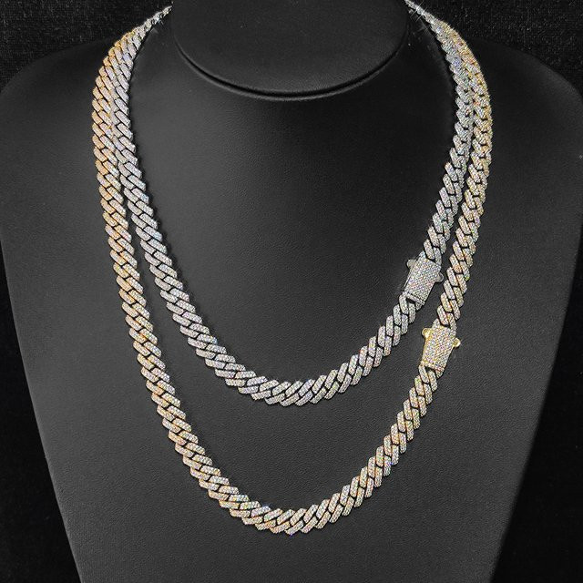 Alinoya Halskette, 2 Reihen kubanische Gliederketten, Zirkonia, 8 mm, Unisex - Bild 1