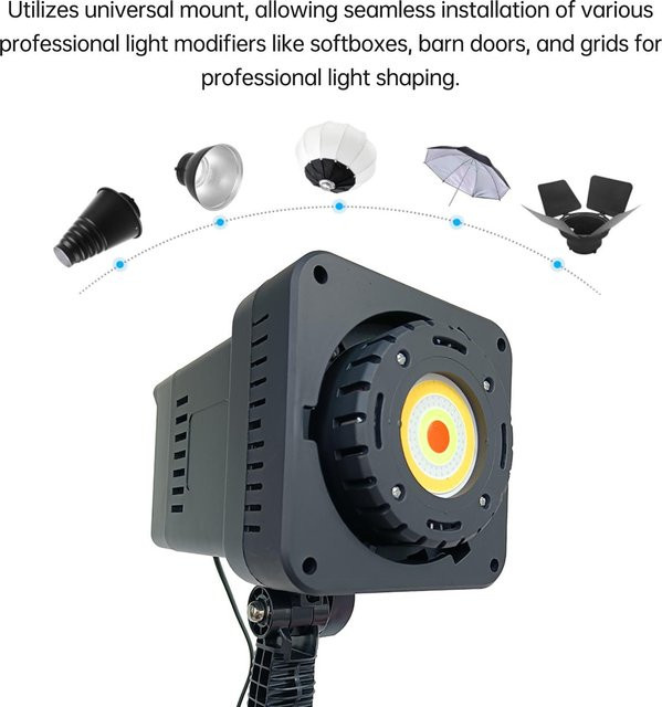 TOMTOP JMS 100W Bi-Color COB LED Videoleuchte in Grau für Studiofotografie und Videoaufnahmen (2700K-6500K) - Bild 1