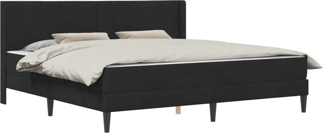 vidaXL Bettgestell mit Matratze und Kopfteil aus Samt in Schwarz, B/T/H: 180 x 200 x 184 cm - Bild 1
