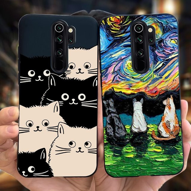 Xiaomi Redmi Note 8 Pro Silikon Schutzhülle mit niedlichem Katzen-Herz-Cartoon Design in Multicolour - Bild 1