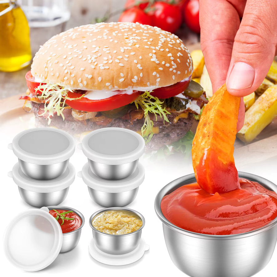 Willstar Saucenschälchen aus Edelstahl in Silber, Set mit 12 oder 6 Stück, Mini-Gewürschälchen für Dressing und Saucen, Füllmenge: 41 ml (1,4 Unzen) - Bild 2