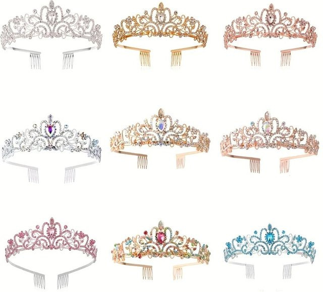 Haar Tiara Kristall, Strass, Braut Tiara mit Kamm - Bild 1