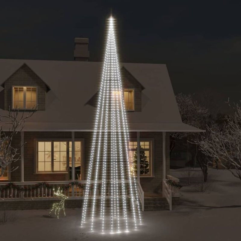 vidaxl LED-Weihnachtsbaum für Fahnenmast, Kaltweiß, 800 cm, 1134 LEDs - Bild 1