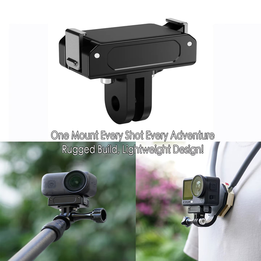 DJI Action 6 Osmo Nano Magnetische Quick Release Basis Halterung mit Dual Klaue Schnalle und 1/4 Zoll Stativ Adapter in Schwarz - Bild 3