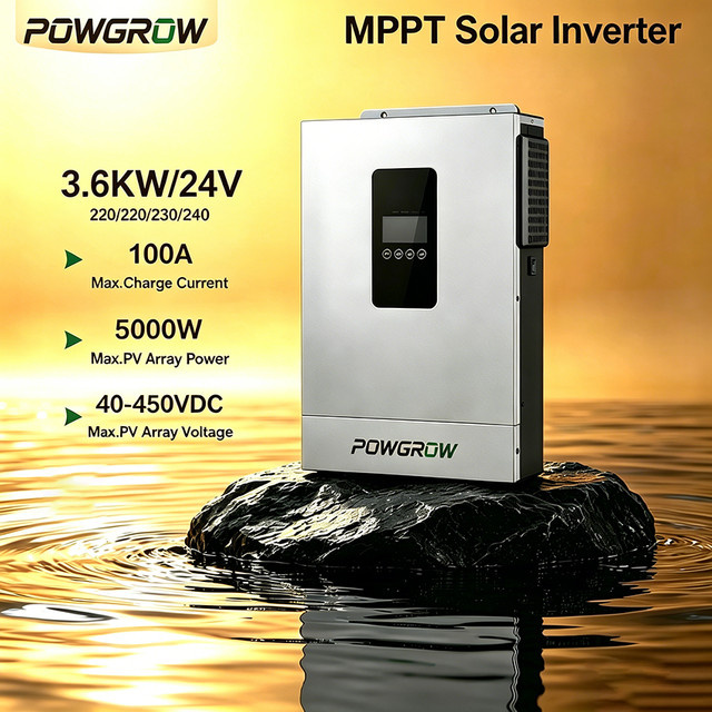 POWGROW 3600W 24V MPPT Hybrid-Solarwechselrichter Off-Grid mit 500V PV-Eingang und WLAN-Modul - Bild 1