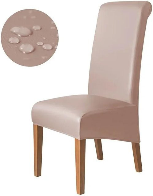 Wasserdichter Stretch-Stuhlbezug von BC-Warm Home in Beige, XL-Größe für Esszimmerstühle mit hoher Rückenlehne, elastisch und schmutzabweisend aus PU-Gewebe - Bild 1
