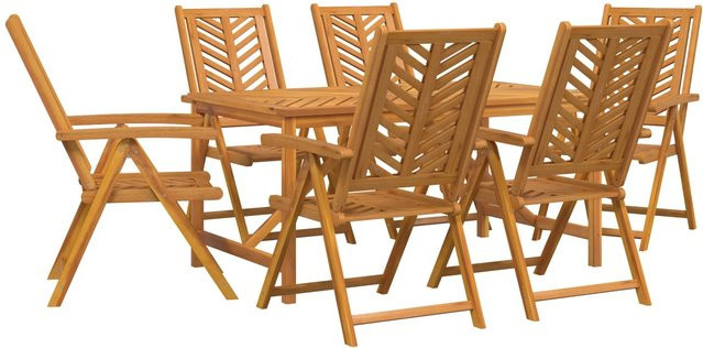 vidaXL 7-teiliges Garten-Essset aus massivem Akazienholz in Braun - Bild 1