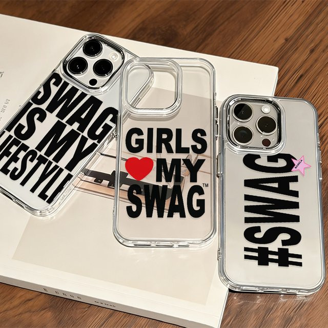 Potdemiel Handyhülle mit GIRLS LOVE MY SWAG Motiv für iPhone 11 bis 17 Pro Max, Transparent - Bild 1