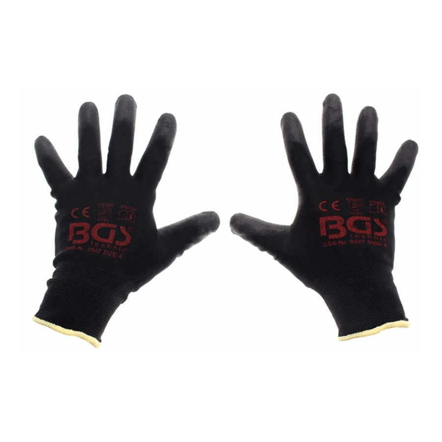 BGS Mechaniker-Handschuhe schwarz Größe 8 M mit PU-Beschichtung nach EN 388 - Bild 3