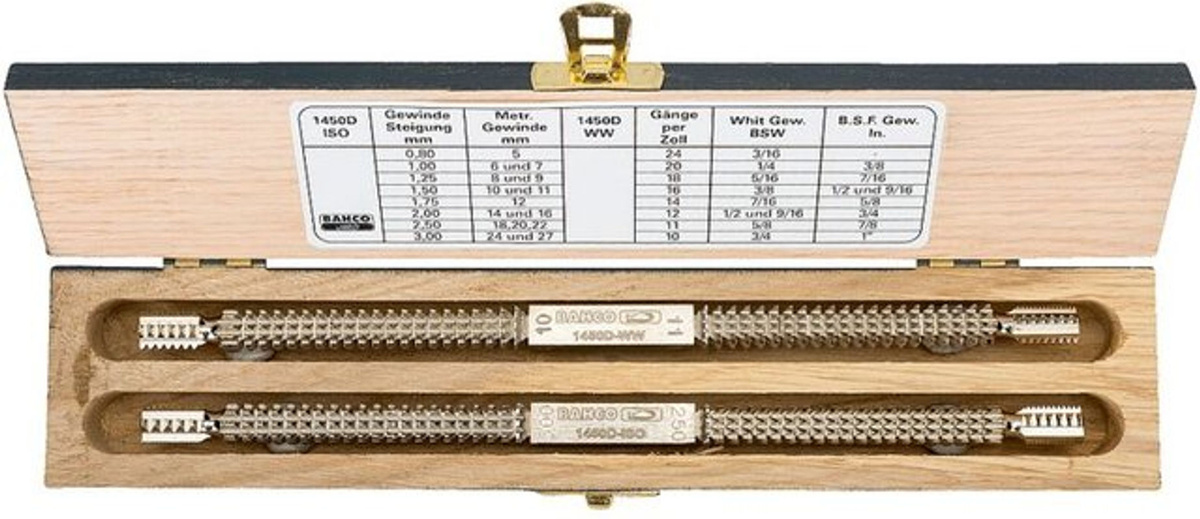 Bahco Doppel-Gewindefeilen-Satz 1450D/2 in Silber, 2-teilig mit Gewindetabelle - Bild 2