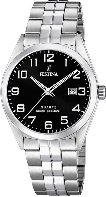 Festina Herrenuhr, Quarz, Edelstahl, Schwarz, 40 mm, 10 ATM - Bild 1