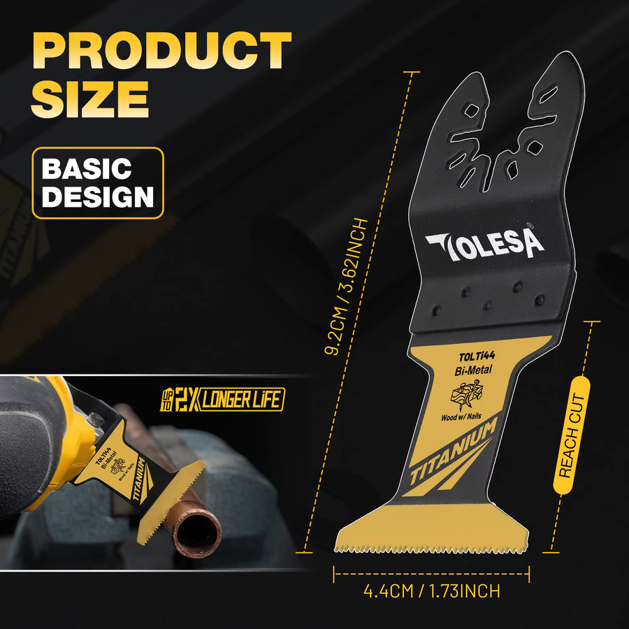 TOLESA 3-teiliges Set Bi-Metall Oszillierende Sägeblätter aus Titan für Metall und Holz - Bild 2