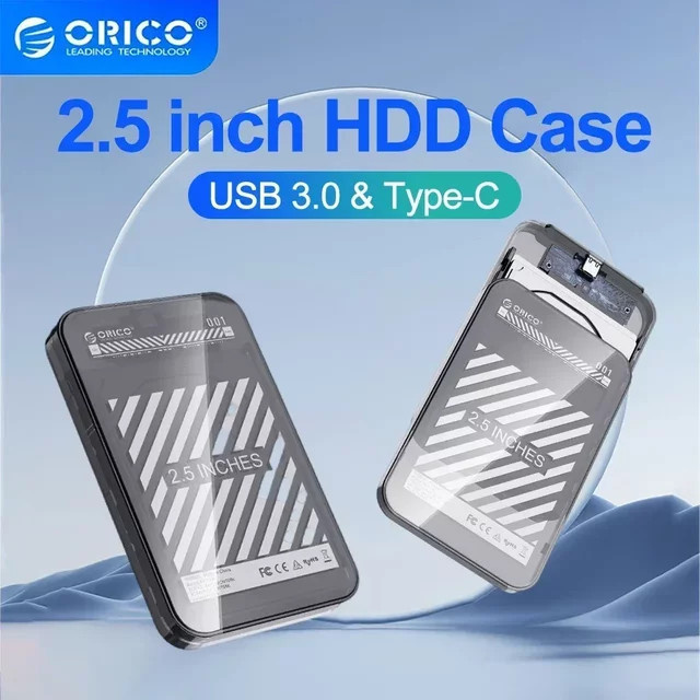 Orico Externes 2,5 Zoll Festplattengehäuse mit USB 3.0 Typ C und SATA 5 Gbit/s für HDD, tragbare Speicherhülle für PC, Laptop und Notebook - Bild 1