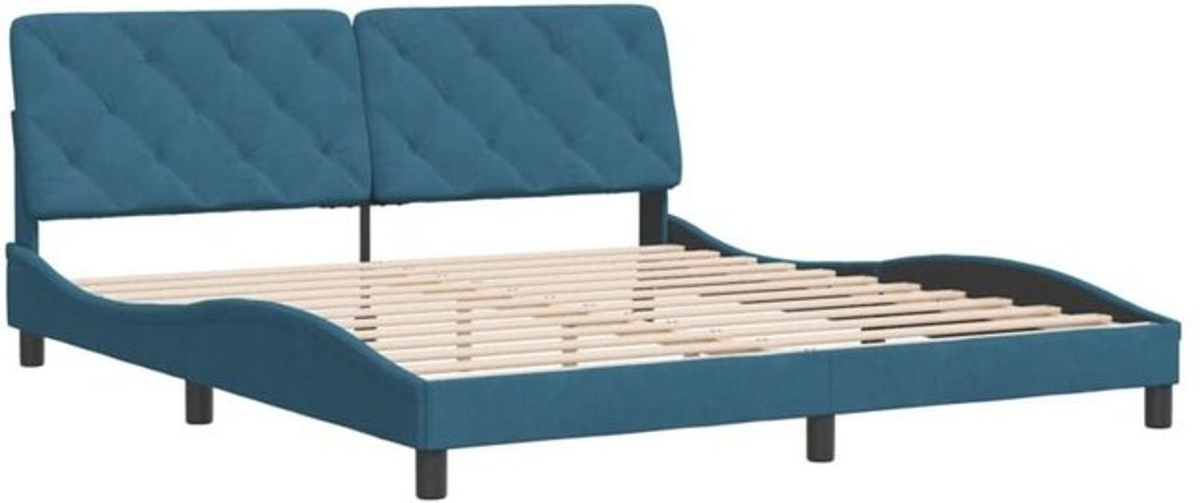 Modernes Polsterbett mit Kopfteil von Vidaxl in Blau aus Samt und Metall, B/T/H: 180 x 200 cm - Bild 1
