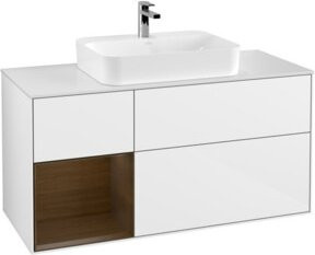 V&B Waschtischunterschrank Finion mit Wandbeleuchtung, Farbe: Weiß lackiert, Breite: 120 cm - Bild 1