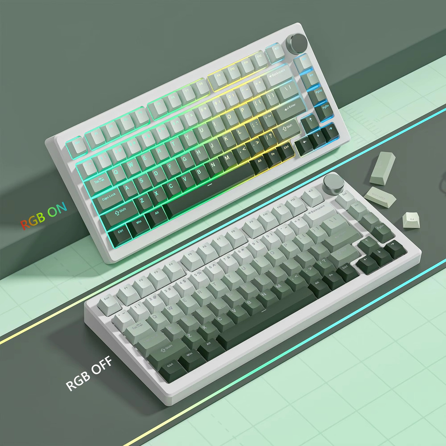 Oeny PBT Double-Shot Tastenkappen im Farbverlauf Grün/Schwarz mit 134 Tasten für mechanische Gamer-Tastaturen (Gateron und Cherry MX kompatibel) - Bild 2