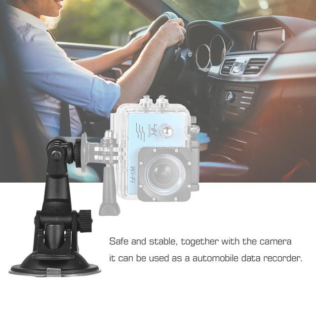 Auto-Saugnapfhalterung und Stativadapter für GoPro Hero 7/6/5/4 sowie SJCAM und YI in Schwarz - Bild 1