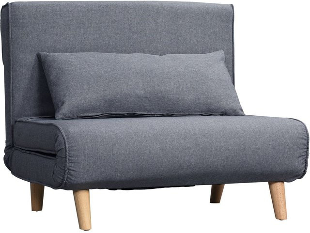 HOMCOM Schlafsessel aus Leinenimitat in Grau mit Tannenholzrahmen und Schlaffunktion, B/T/H: 78 x 94 x 80 cm - Bild 1
