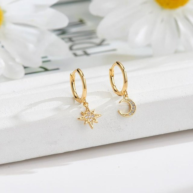 REETI Creolen 925 Silber, Gold, Zirkonia, Damen - Bild 1