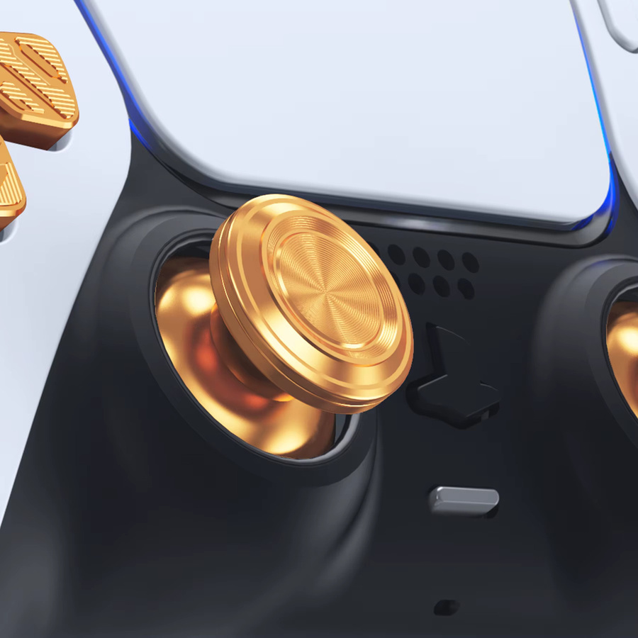 eXtremeRate Ersatzteil-Set aus Metall für PS5-Controller mit analogen Thumbsticks, Dpad und ABXY-Tasten in Gold und Grün - Bild 5