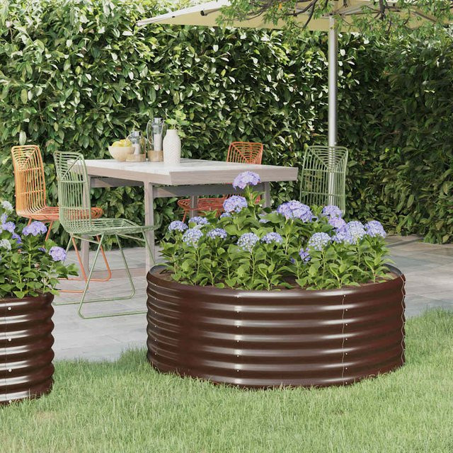 vidaXL Hochbeet aus verzinktem Stahl in Braun, B/T/H: 100 x 100 x 36 cm - Bild 3