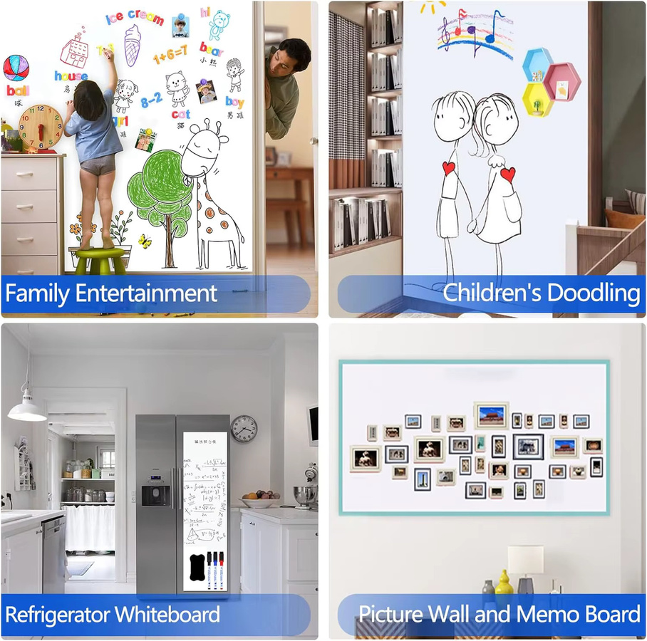 Magnetische Whiteboard-Folie mit Klebefläche, trocken abwischbar, Weiß, B: 119,38 cm x H: 58,42 cm - Bild 3