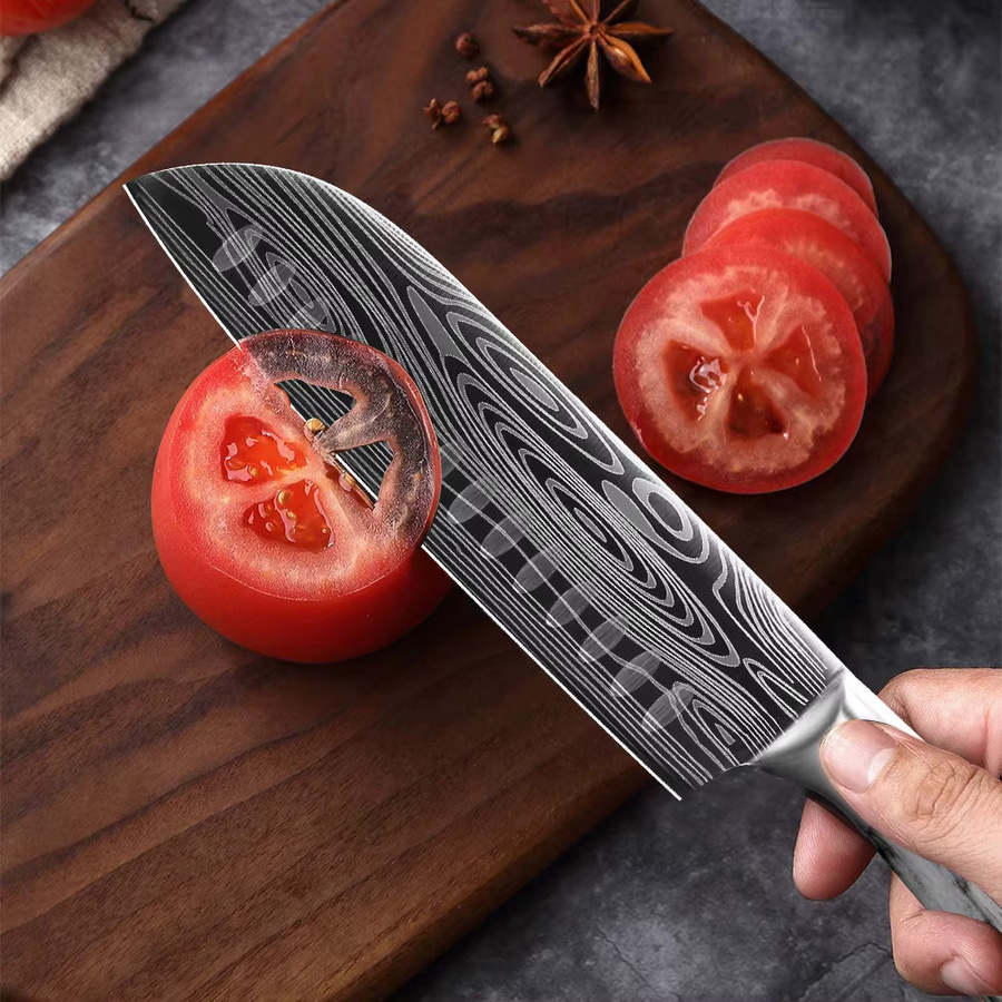 MYVIT Santoku Damaskus Küchenmesser in Silber - Bild 4