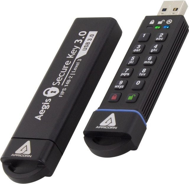 Apricorn SecureKey Flash S-USB 3.0 USB-Stick 16GB Schwarz - Bild 1