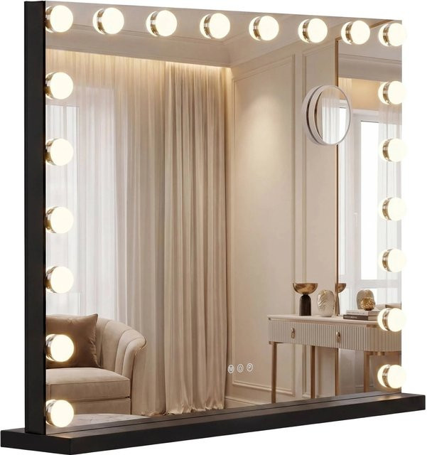 DELUKE Schminkspiegel DORA mit Licht und Bluetooth in Schwarz, Hollywood Kosmetikspiegel, B/H/T: 80 x 62 x 14 cm - Bild 1