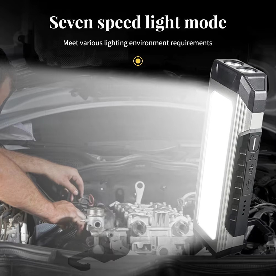 LONGRIVER Multifunktionale LED-Taschenlampe in Schwarz mit USB-wiederaufladbarem Akku, COB-Arbeitsleuchte mit Magnet für Outdoor und Arbeit - Bild 5