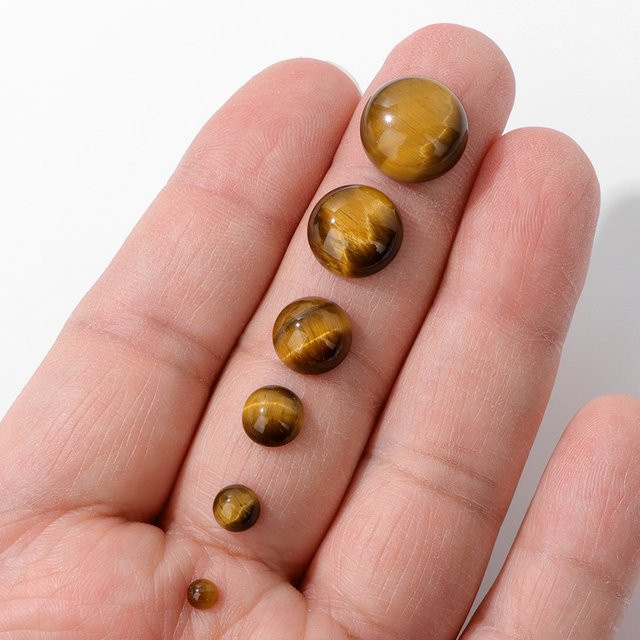RISYF Tigerauge Naturstein Cabochons, Runde Perlen, 4-14mm - Bild 1