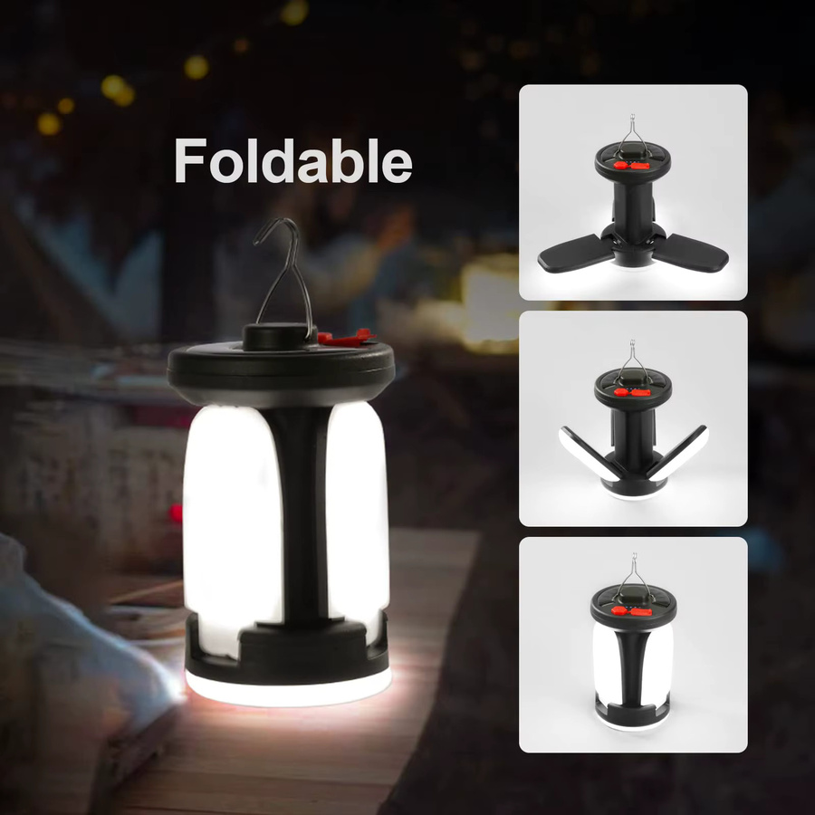 Heinast Wiederaufladbare COB-LED-Campinglaterne mit klappbarem Flutlicht in Schwarz und Weiß - Bild 6