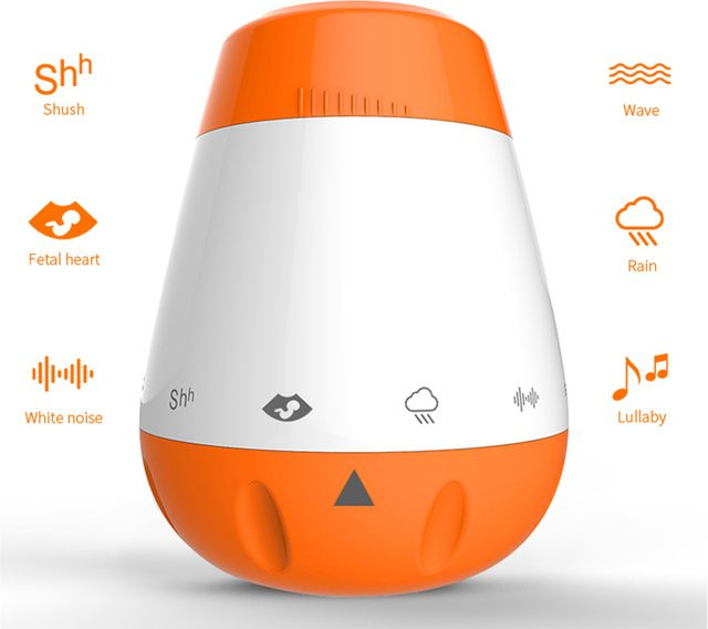 Intelligenter Baby-Schlafschnuller von DECDEAL mit weißem Rauschen und 6 beruhigenden Geräuschen, Akku-Betrieb, Weiß und Orange - Bild 1