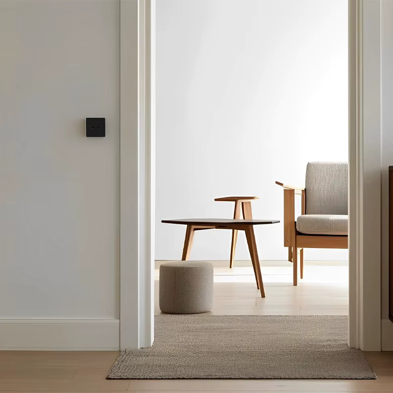 Avoir Wand-Kippschalter mit Dimmer und Steckdose, 2-Wege, Edelstahl-Panel, Schwarz Matt - Bild 3
