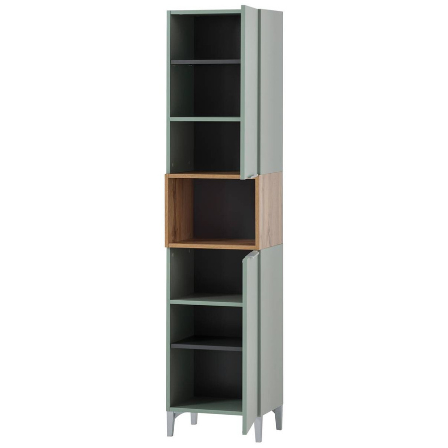 Hochschrank Smilla Möbelpartner Landhaus Stil in Pistazie und Eiche, B/H/T: 40,2 x 175,5 x 31,9 cm - Bild 3