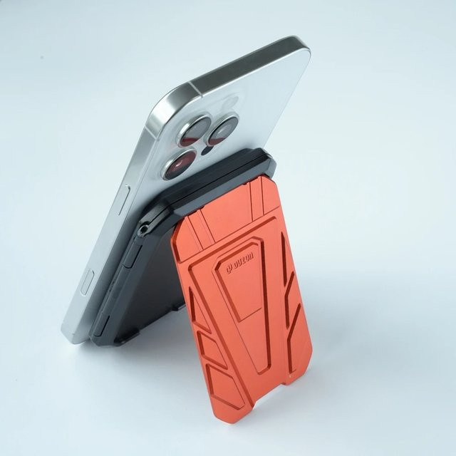 DUZON Armor Hartmagnet-Geldbörse für iPhone 17 und iPhone 16 Pro Max in Schwarz mit abnehmbarem Kartenhalter und verstellbarem Metallständer - Bild 1