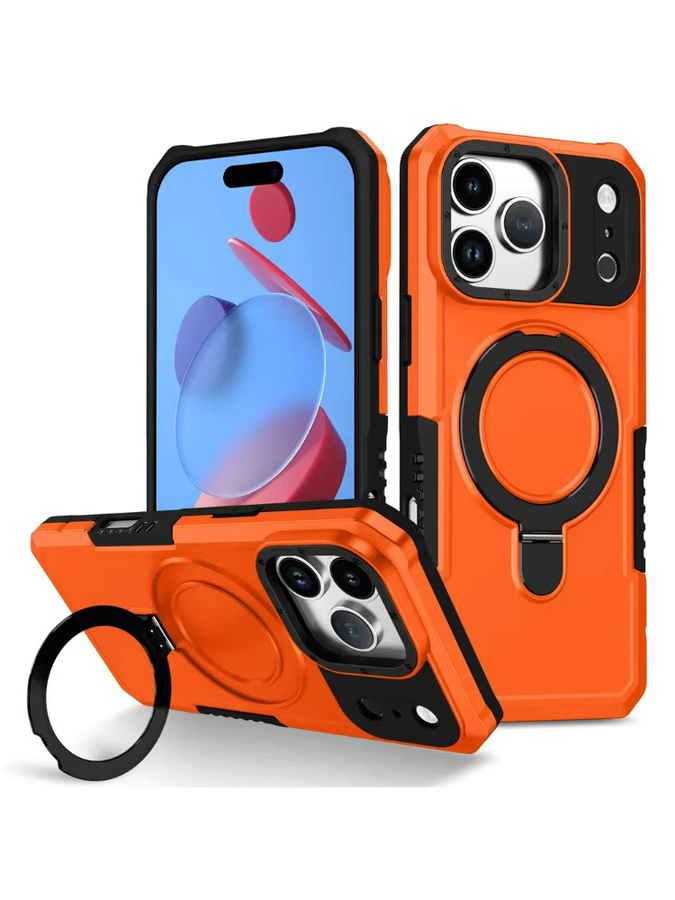 Apple iPhone 17 Pro Max Plus Air Anti-Rutsch Schutzhülle mit magnetischem Ständer und Double Layer Protection in Schwarz oder Orange - Bild 7