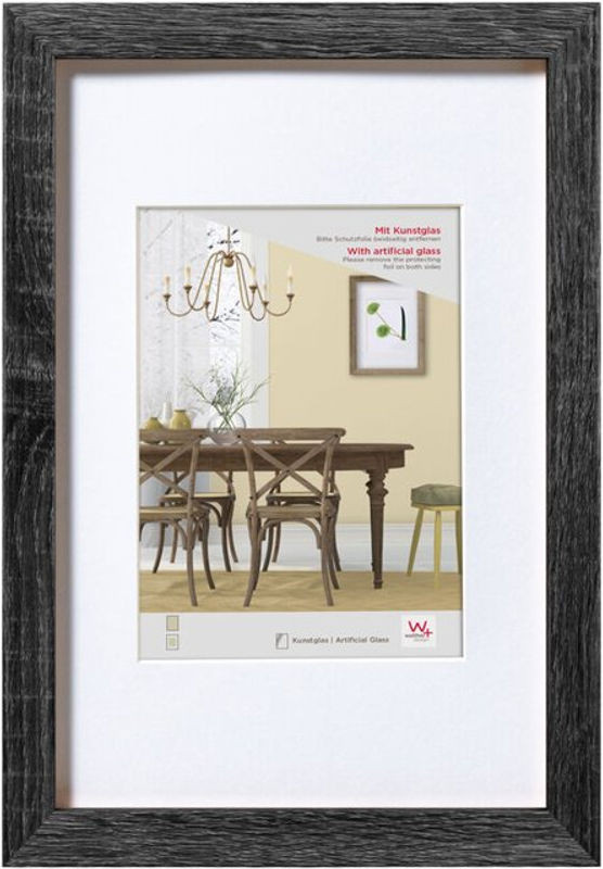 Walther Design Fiorito Holzrahmen mit Kunstglas und Passepartout, Grau, B: 50 cm, H: 70 cm - Bild 1