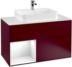 V&B Waschtischunterschrank Finion 100 in Weiß mit linkem Regal, lackiert, B/T/H: 100 x 50,1 x 50,1 cm - Bild 1