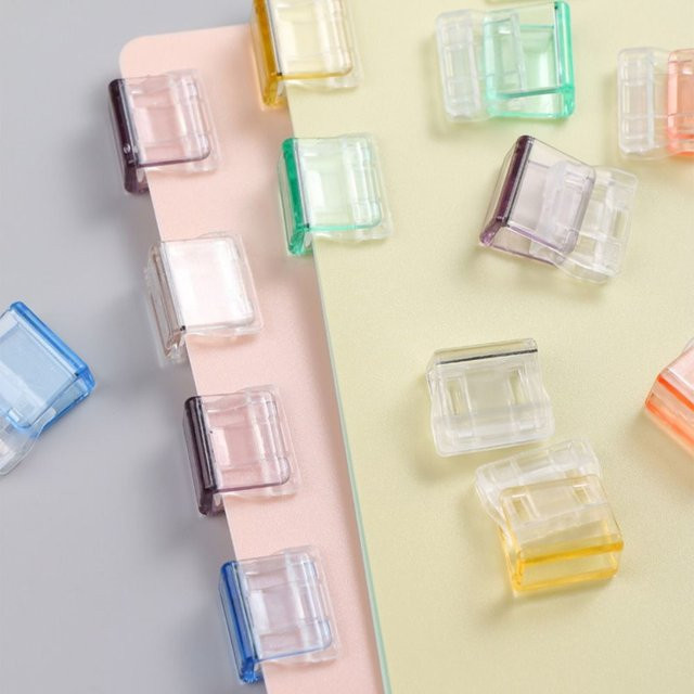 Transparente Multifunktions-Push-Clips aus Kunststoff in Blau für Büro und Dokumente - Bild 1
