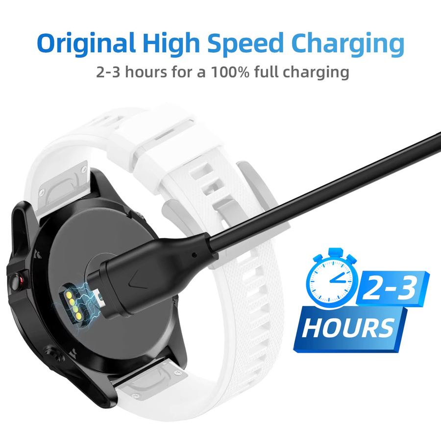 Garmin 2-in-1 USB-A-Ladekabel in Schwarz für Fenix 8/7/6/5/E/S/X/Pro/Plus Uhren, Länge: 100 cm - Bild 4